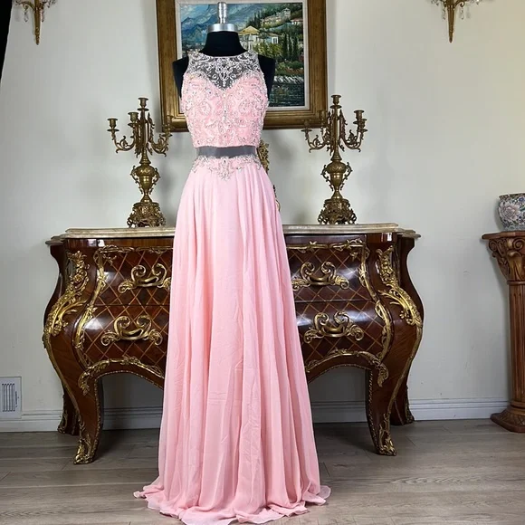 rhinestone bridesmaid dresses Gown V-neckline with exquisite rhinestone detailing on the Sheer Boned main image 0